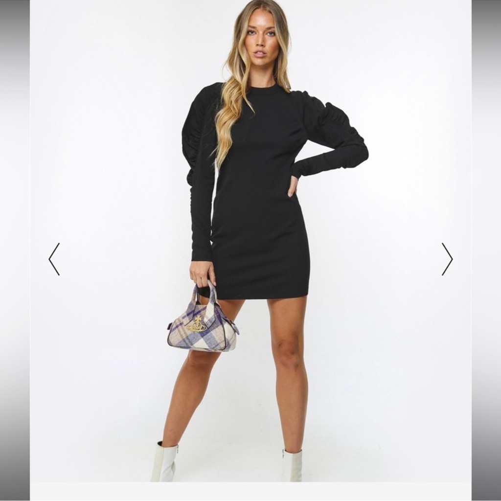 Rag & Bone Stephanie Puff Sleeve Black Dress Size 16